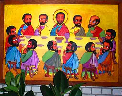 Laatste Avondmaal, door een Ethiopische schilder. Kapel Witte Paters Keulen.